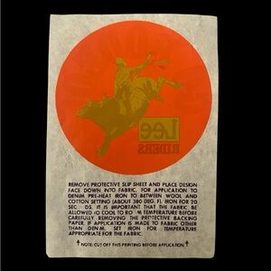 VTG Lee Riders Go Rodeo! Bull Rider Iron On Decal Patch Sticker Fabric NEW